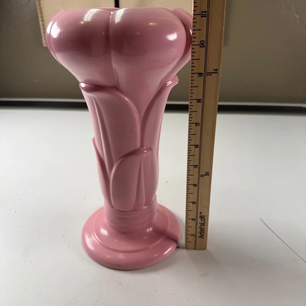 Hull USA Pink Tulip Vase Art Pottery Flower Vase 11